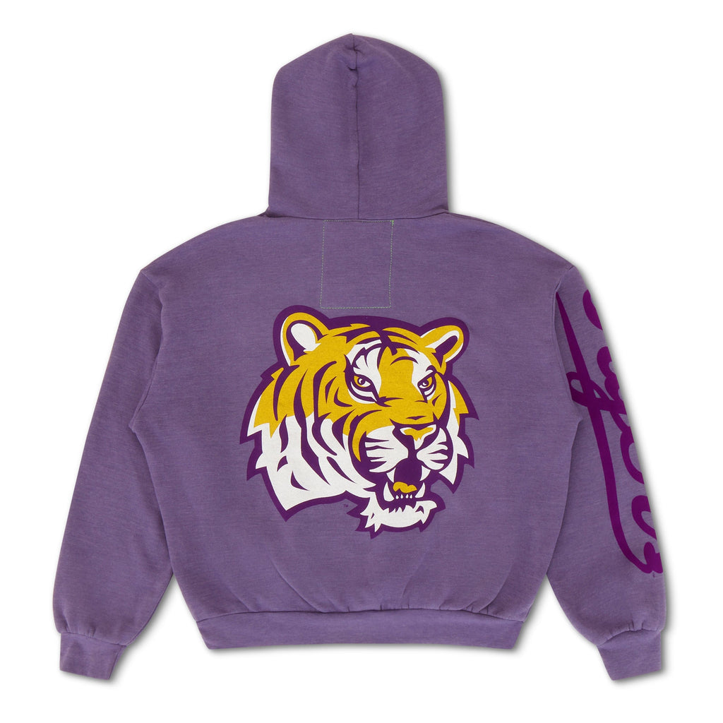 Retro LSU TIGER RELAXED PULLOVER HOODIE - GRAPE