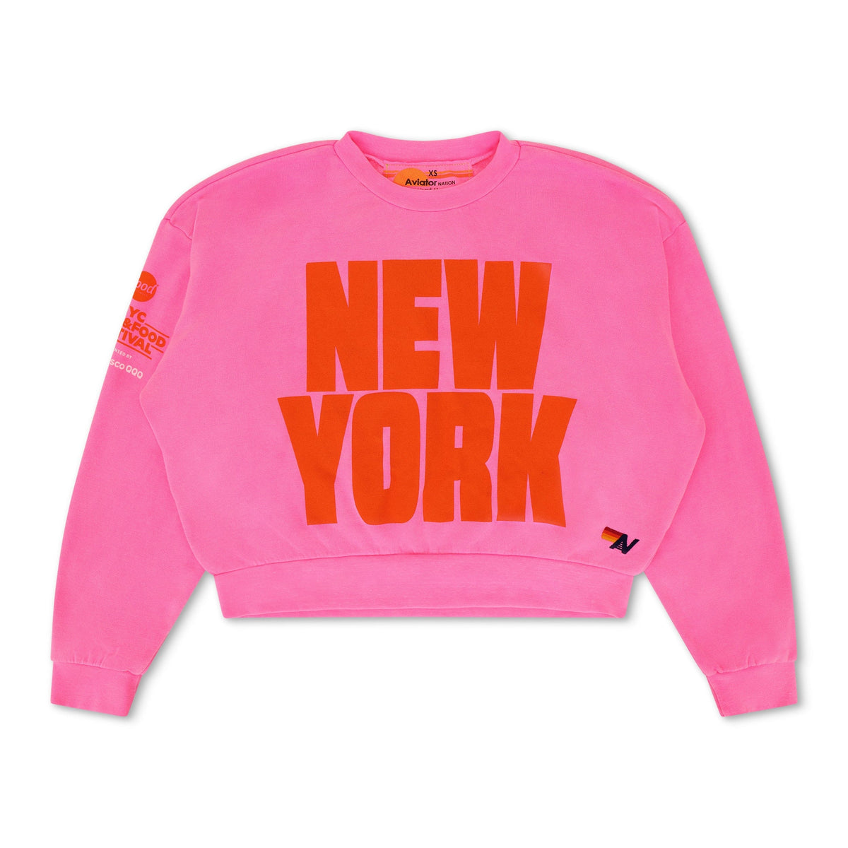 Retro NEW YORK WINE & FOOD 2025 CREW SWEATSHIRT RELAXED - NEON PINK