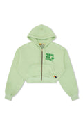 Retro PALM TREE FEST NAPA 2025 CROPPED ZIP HOODIE RELAXED - LIME CREAM