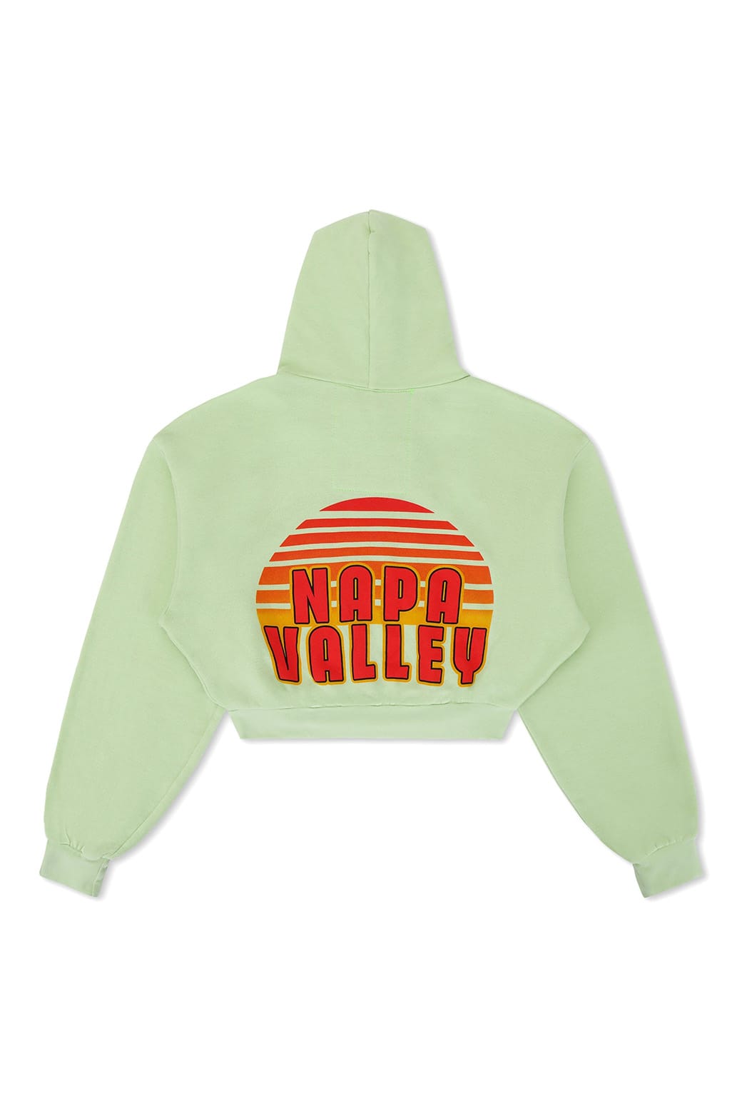 Retro PALM TREE FEST NAPA 2025 CROPPED ZIP HOODIE RELAXED - LIME CREAM