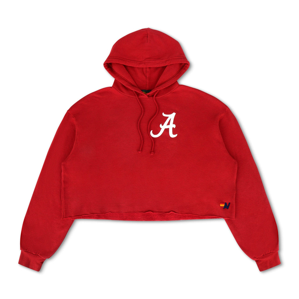 Retro UNIVERSITY OF ALABAMA CROPPED PULLOVER HOODIE - CRIMSON