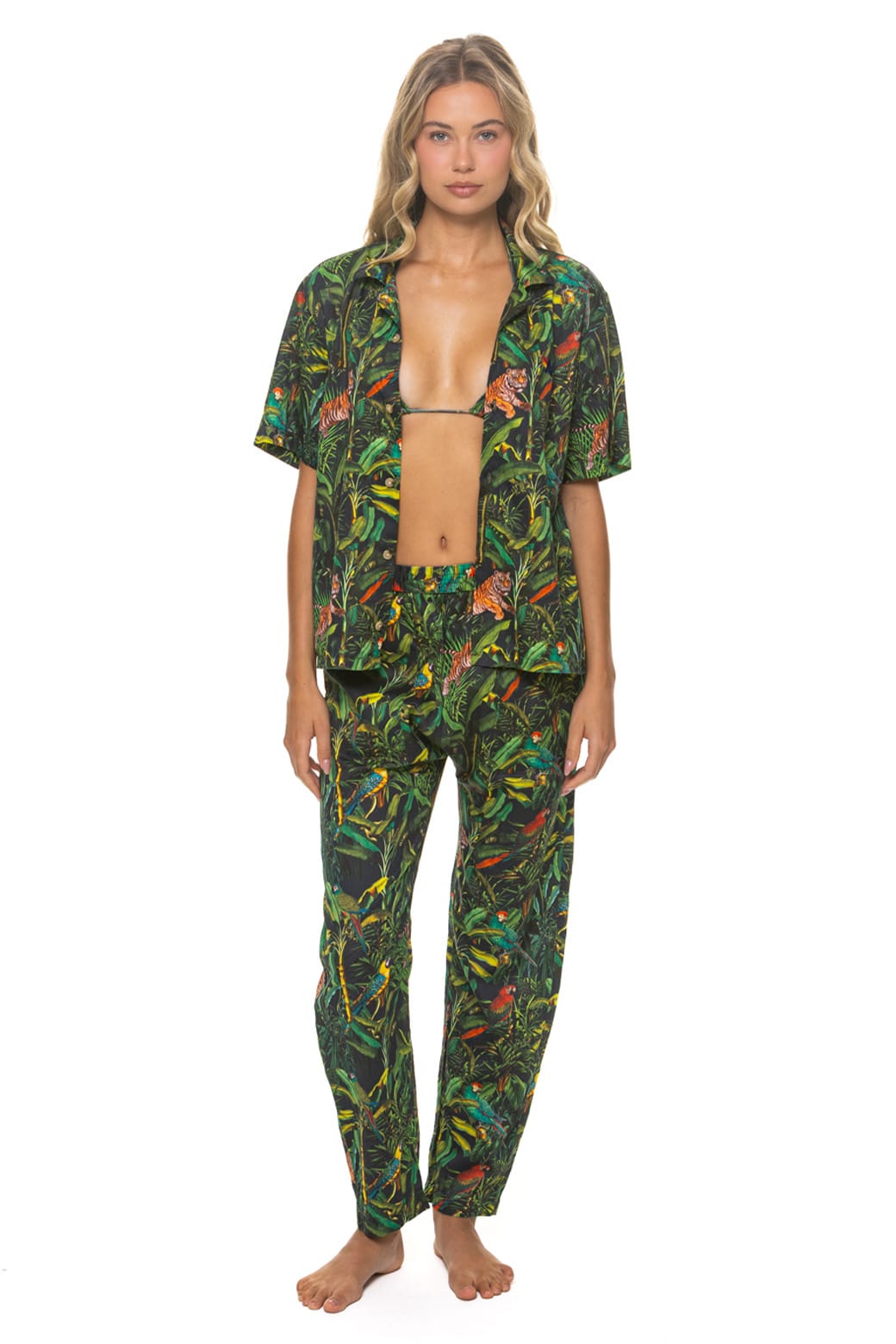 Retro UNISEX COTTON LUXE POPLIN RELAXED PANT - VINTAGE BLACK JUNGLE