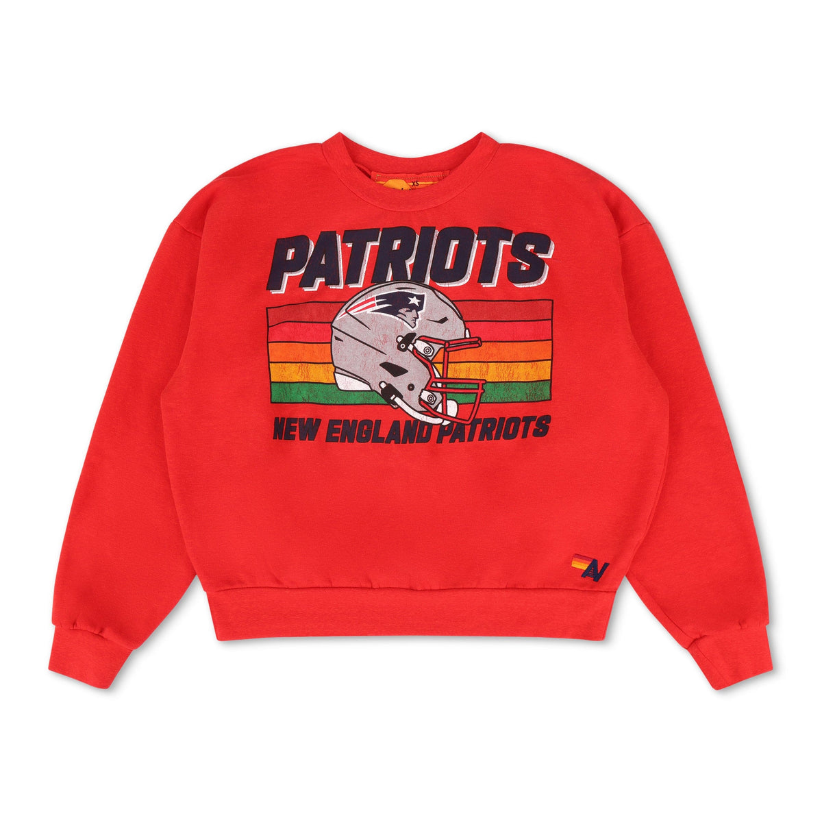 Retro NEW ENGLAND PATRIOTS HELMET RELAXED CREW SWEATSHIRT - FLASH RED