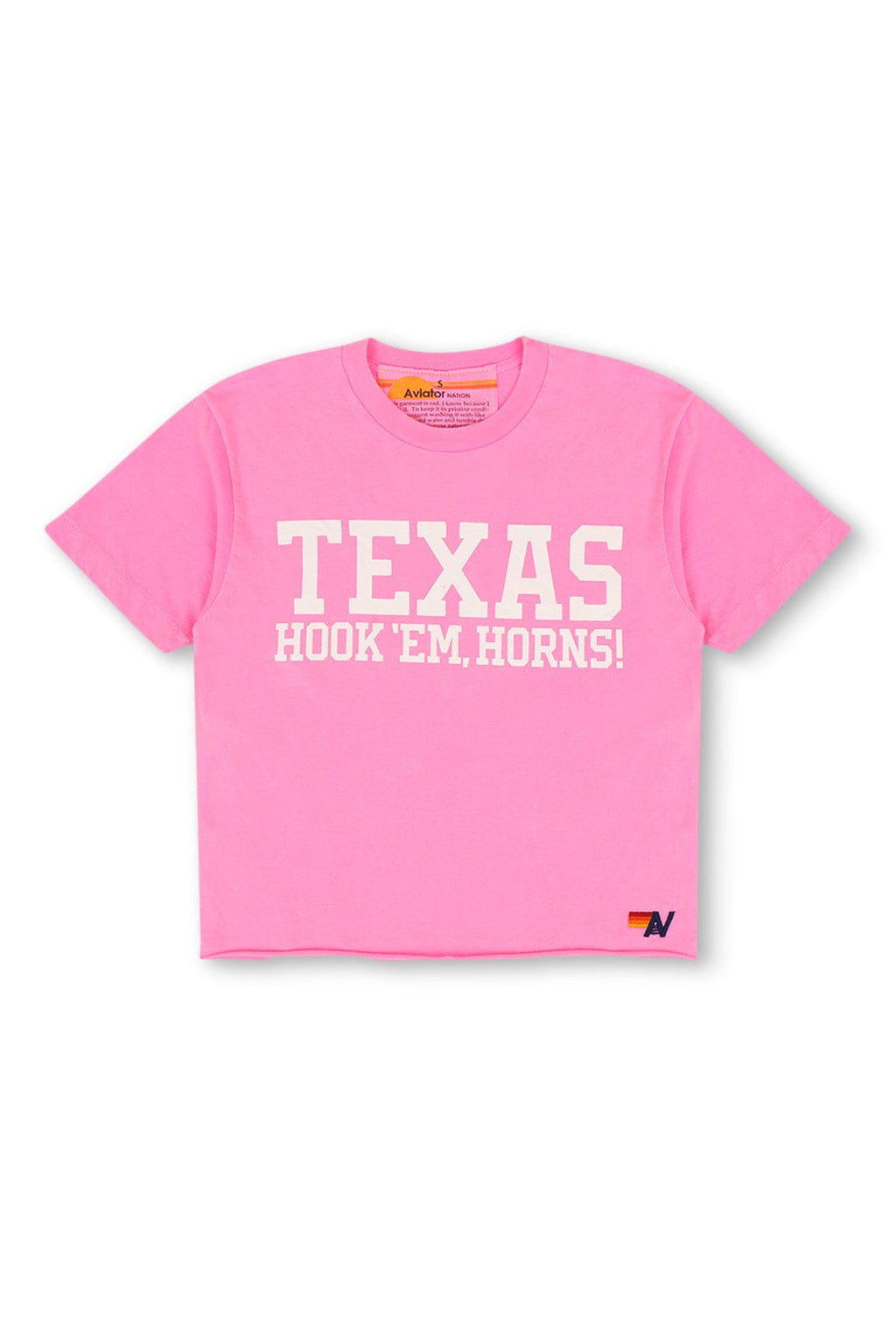 Retro UNIVERSITY OF TEXAS BOLT HOOKEM BOYFRIEND TEE - NEON PINK