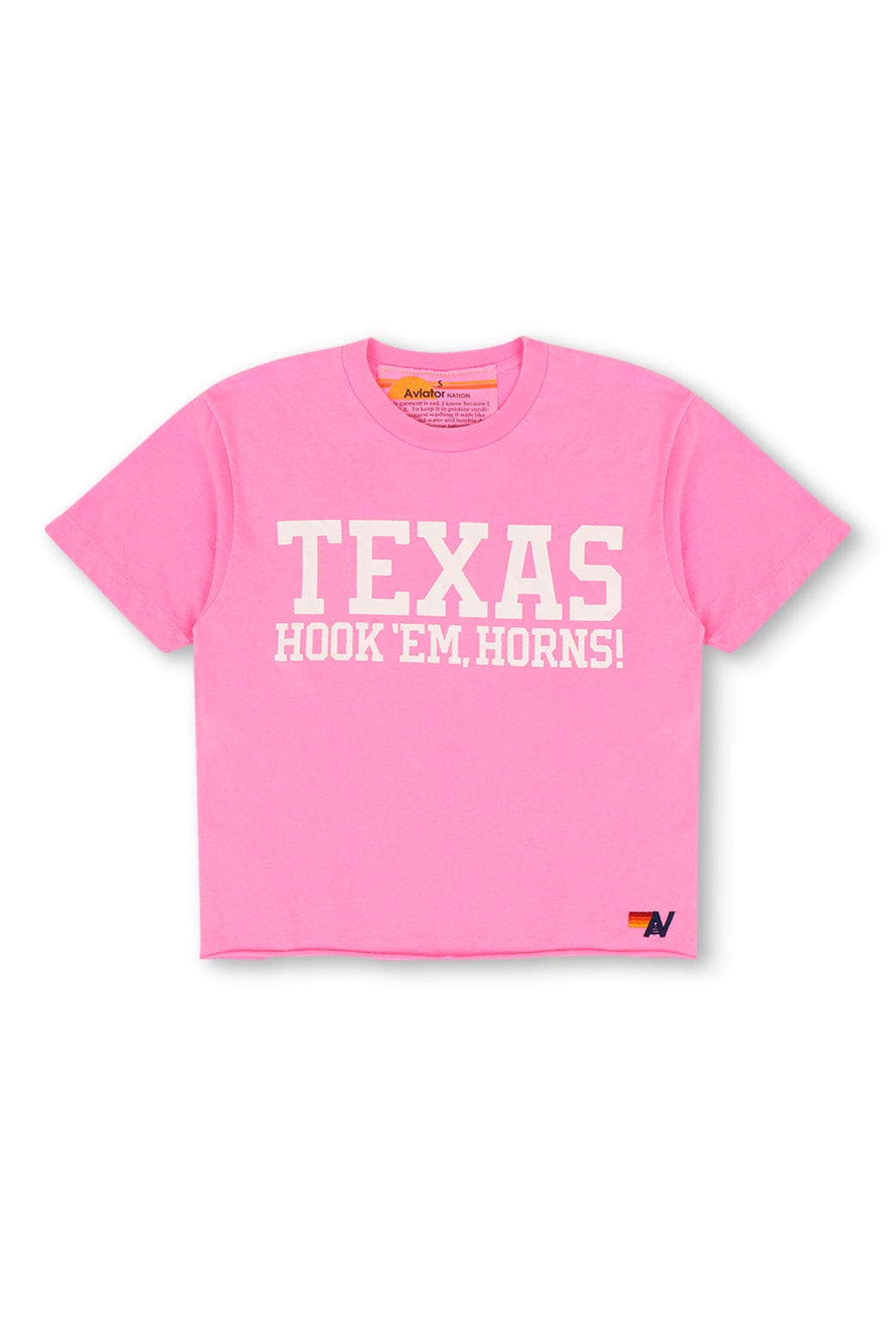 Retro UNIVERSITY OF TEXAS BOLT HOOKEM BOYFRIEND TEE - NEON PINK