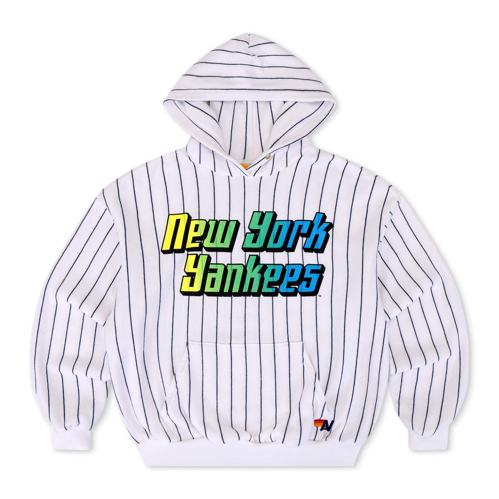 Retro NEW YORK YANKEES PINSTRIPE 2026 RELAXED PULLOVER HOODIE - WHITE NAVY