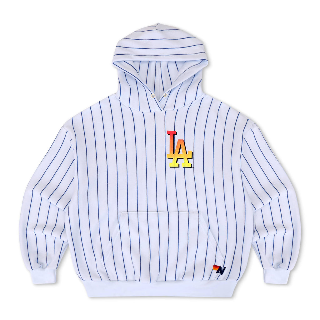 Retro LOS ANGELES DODGERS PINSTRIPE 2026 RELAXED PULLOVER HOODIE - WHITE BLUE