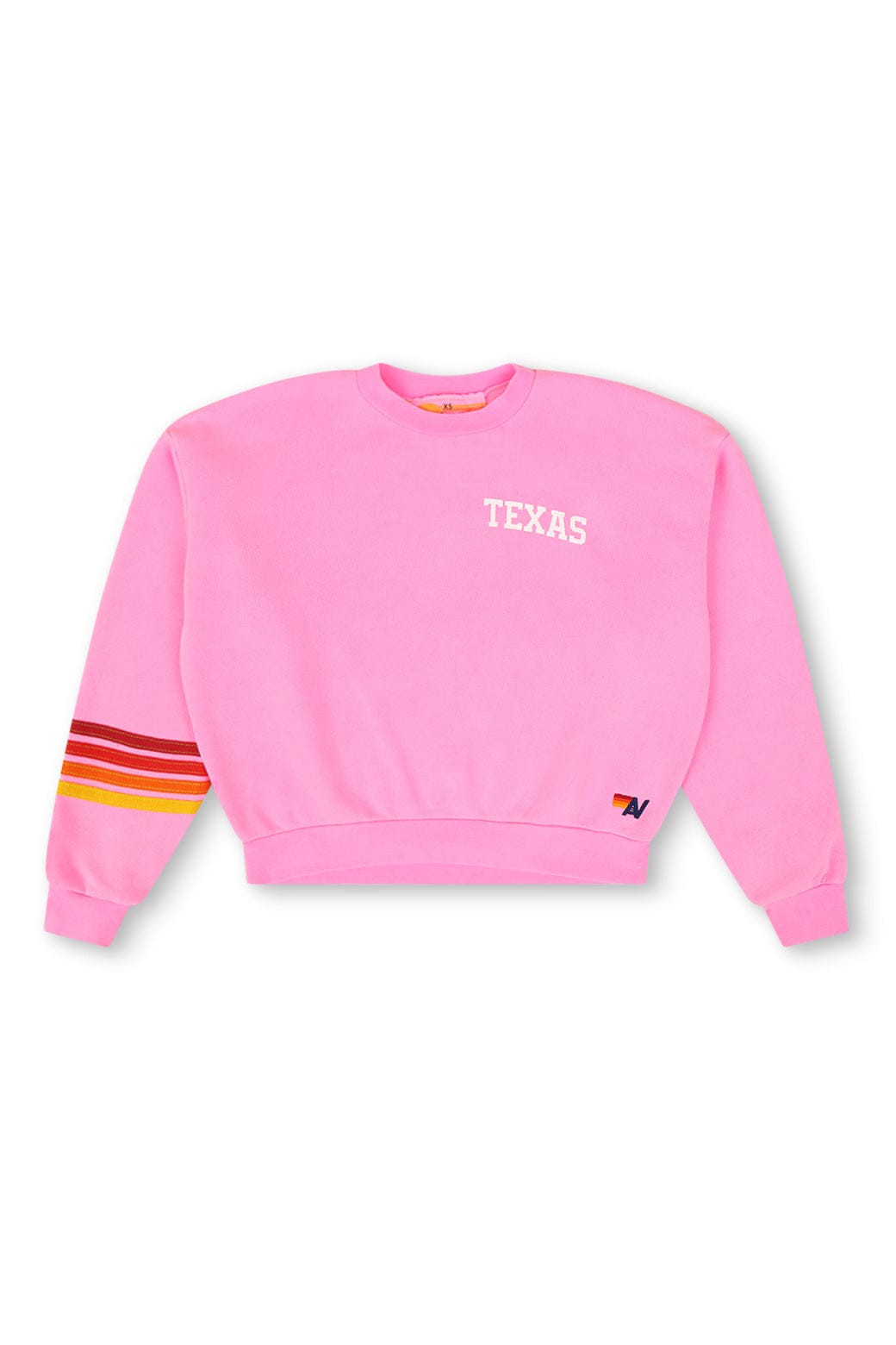 Retro UNIVERSITY OF TEXAS RUGBY STITCH CREW SWEATSHIRT RELAXED - NEON PINK