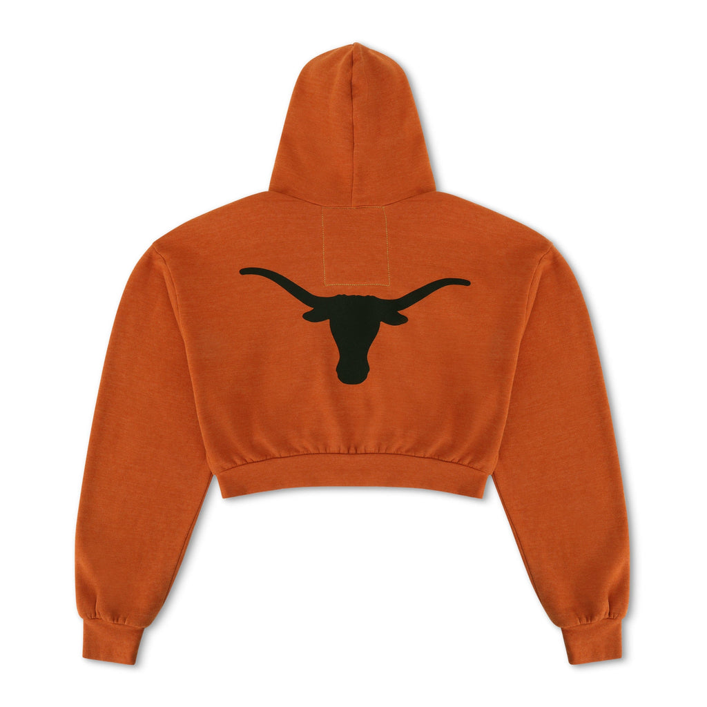Retro UNIVERSITY OF TEXAS LONGHORNS RELAXED CIRCLE CROPPED HOODIE - BURNT ORANGE