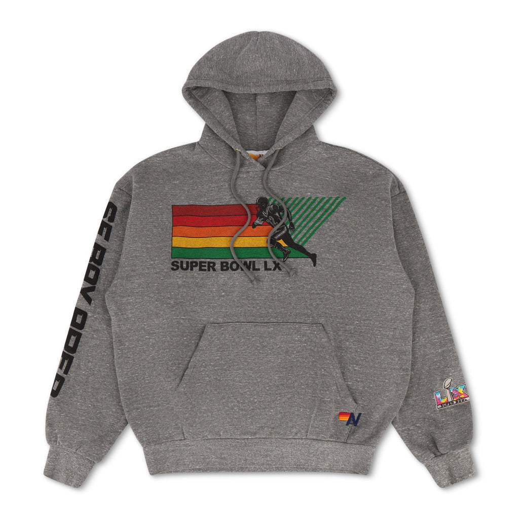 Retro SUPER BOWL 2026 RELAXED PULLOVER HOODIE - HEATHER GREY