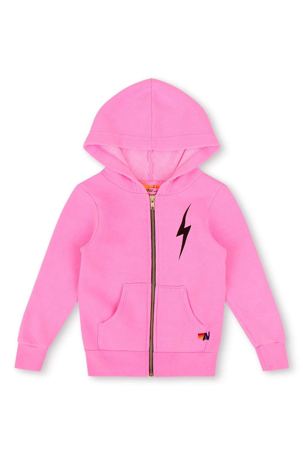 Retro KIDS BOLT PRINT ZIP HOODIE - NEON PINK