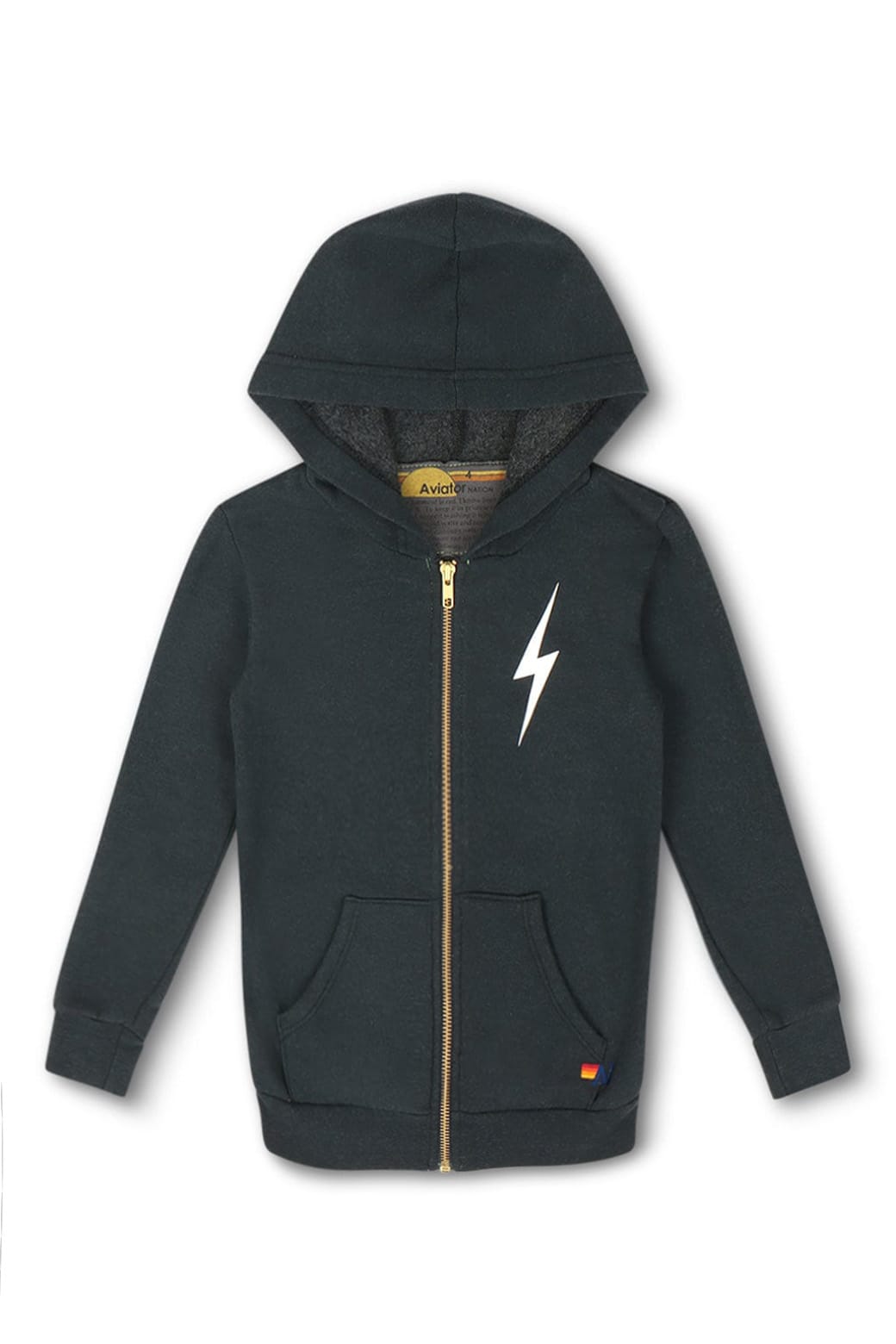 Retro KIDS BOLT PRINT ZIP HOODIE - CHARCOAL WHITE