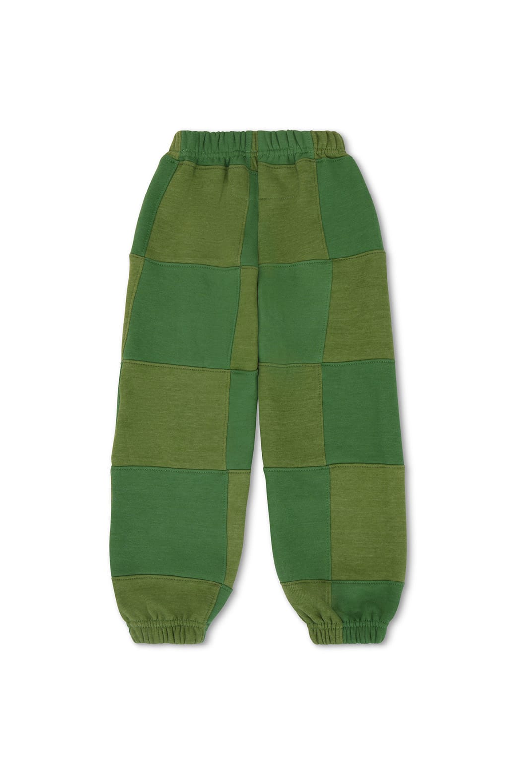 Retro KIDS CHECK QUILTED SWEATPANTS - JUNGLE GREEN PALM