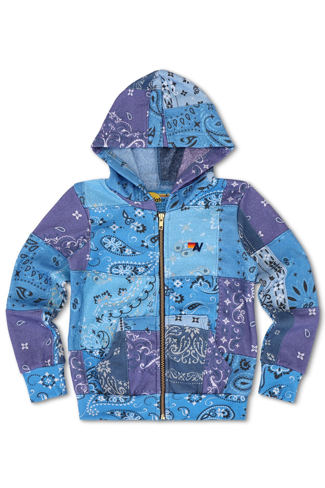 Retro KIDS BANDANA QUILTED ZIP HOODIE - BLUE