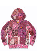 Retro KIDS BANDANA QUILTED ZIP HOODIE - PINK