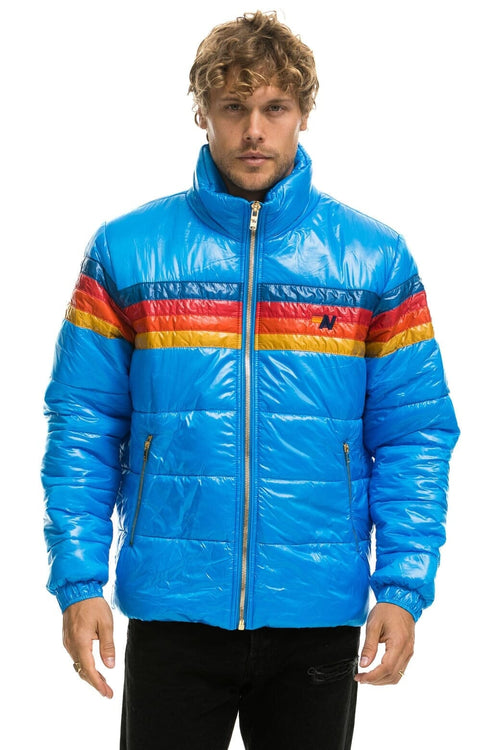 Retro 4 STRIPE LUXE TRAVELER JACKET - GLOSSY BLUE