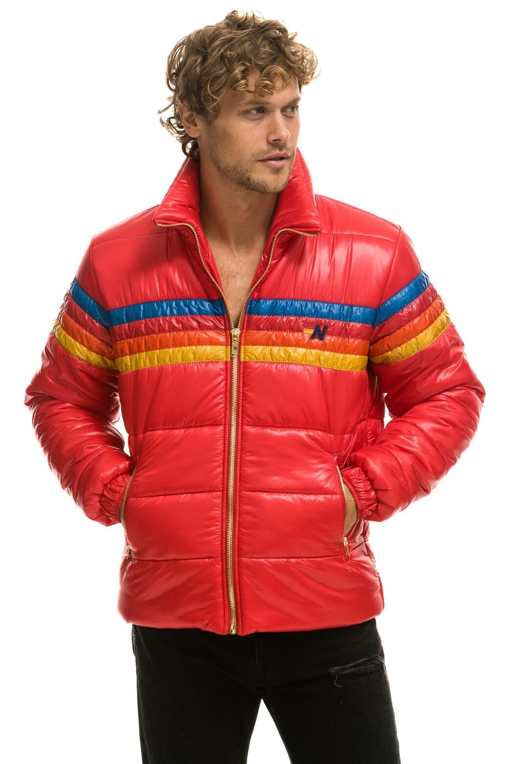 Retro 4 STRIPE LUXE TRAVELER JACKET - GLOSSY CHERRY
