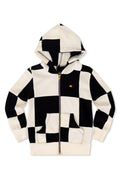 Retro KIDS CHECK QUILTED ZIP HOODIE - VINTAGE WHITE BLACK