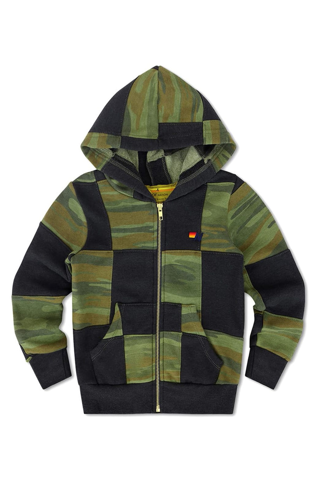 Retro KIDS CHECK QUILTED ZIP HOODIE - SMOKE CAMO