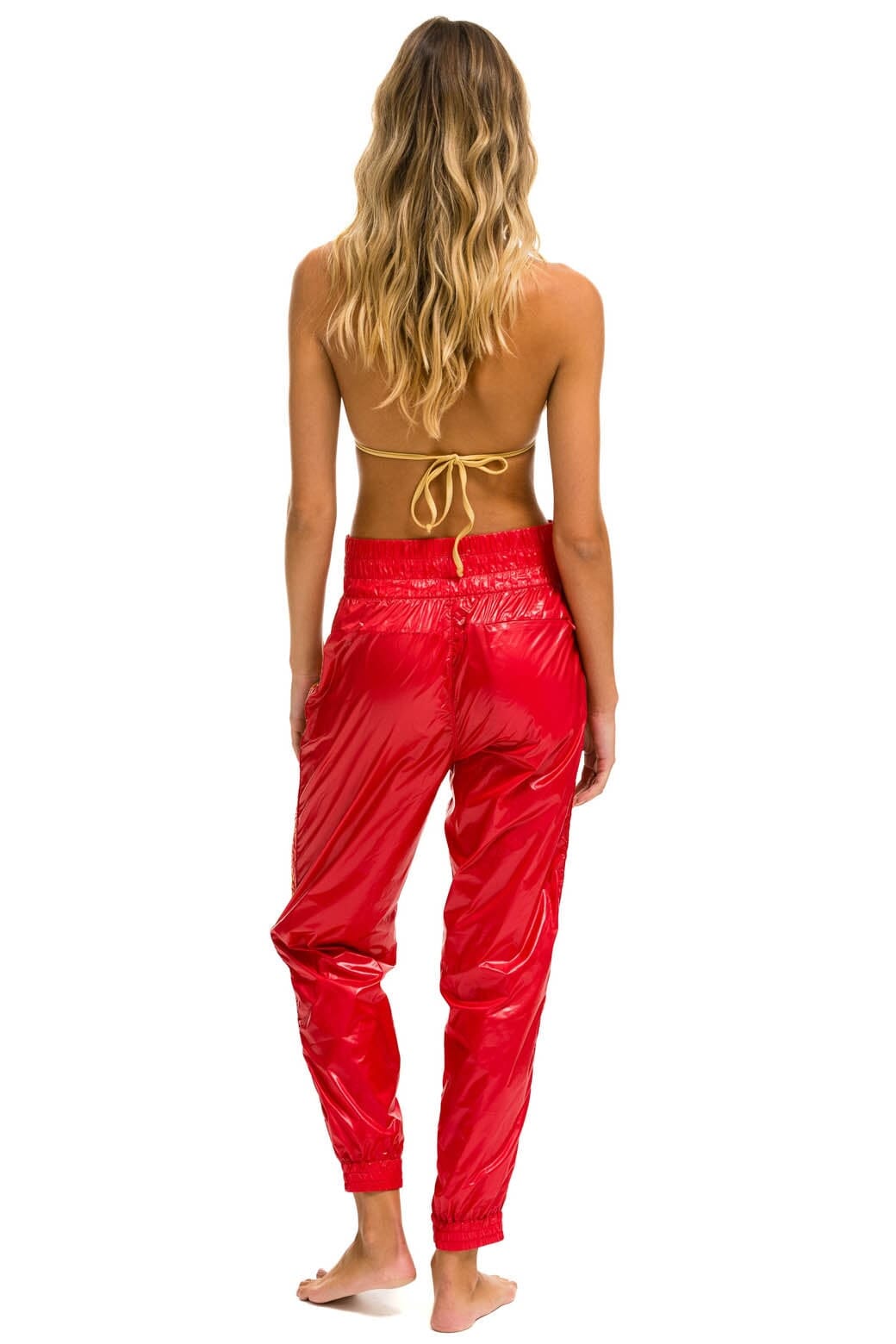 Retro 5 STRIPE HI RISE WIND PANT - CHERRY