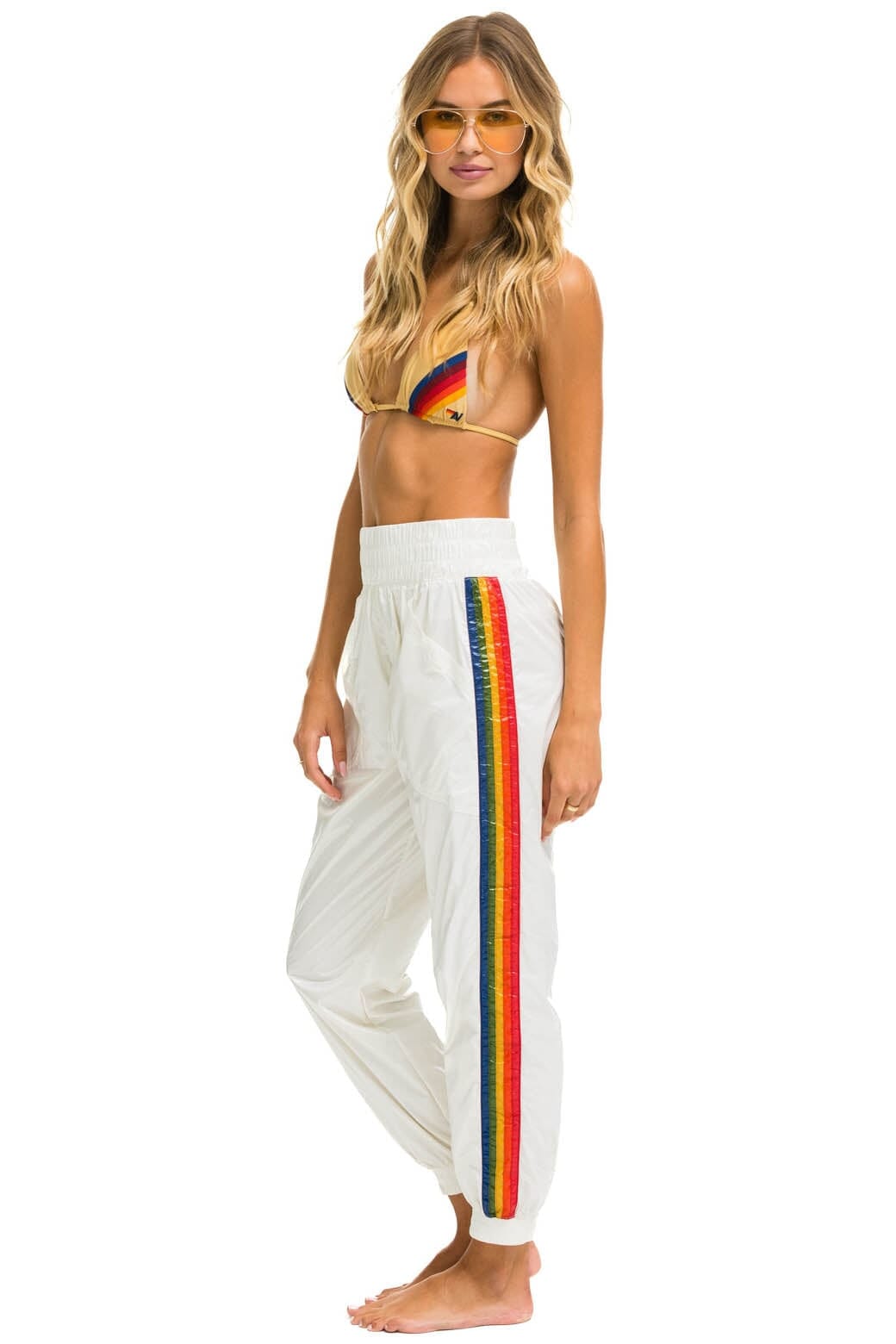 Retro 5 STRIPE HI RISE WIND PANT - VINTAGE WHITE