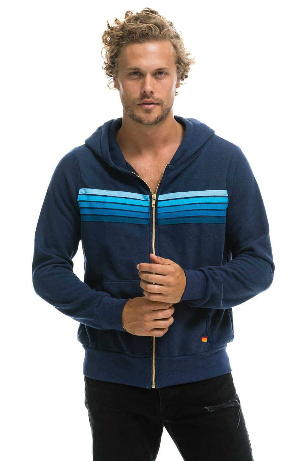 Retro 5 STRIPE HOODIE - NAVY BLUE