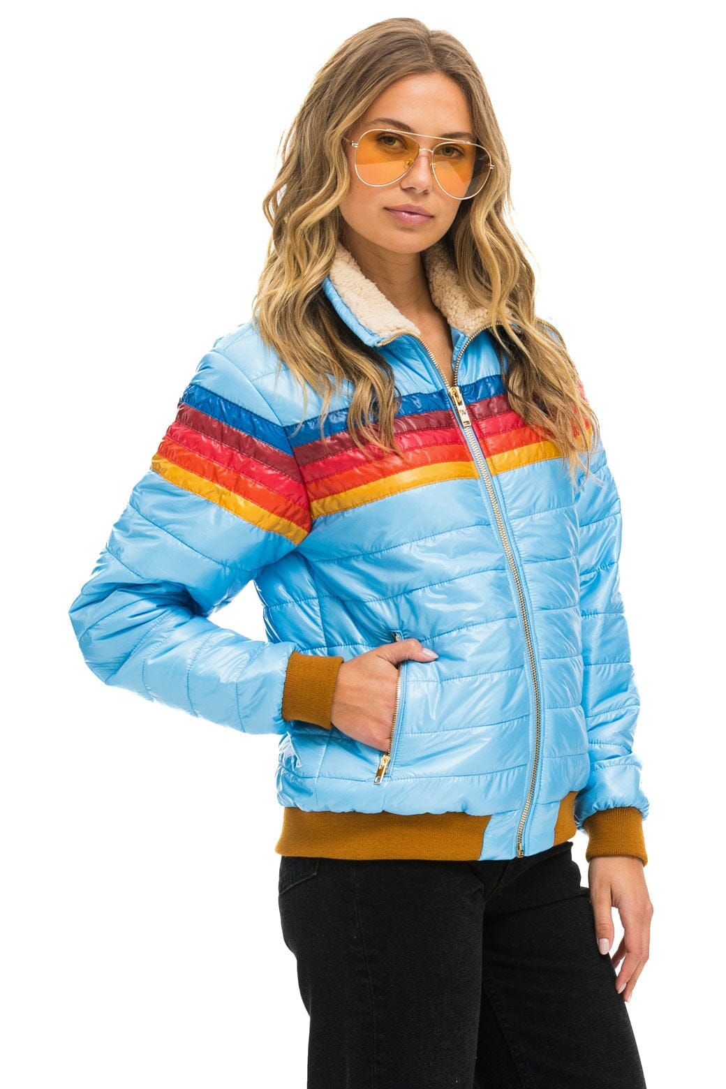 Retro 5 STRIPE JACKET - SKY GLOSSY
