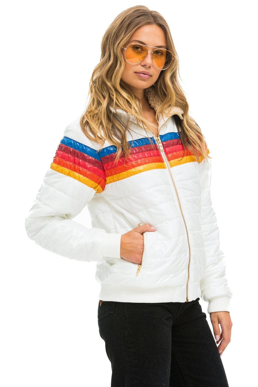 Retro 5 STRIPE JACKET - WHITE GLOSSY