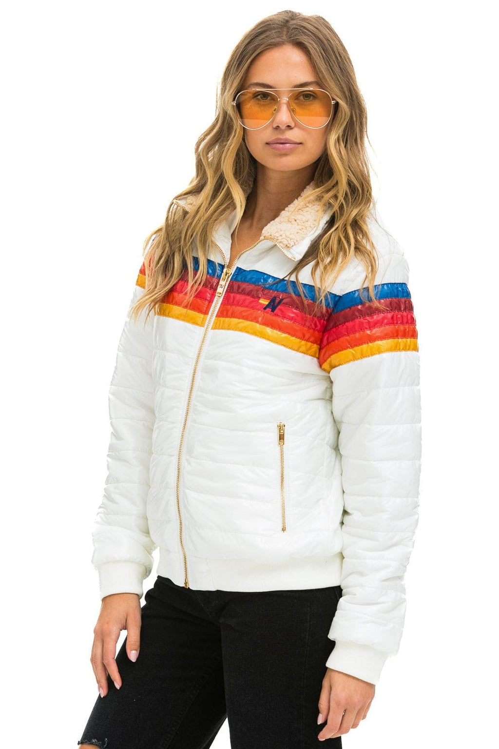 Retro 5 STRIPE JACKET - WHITE GLOSSY