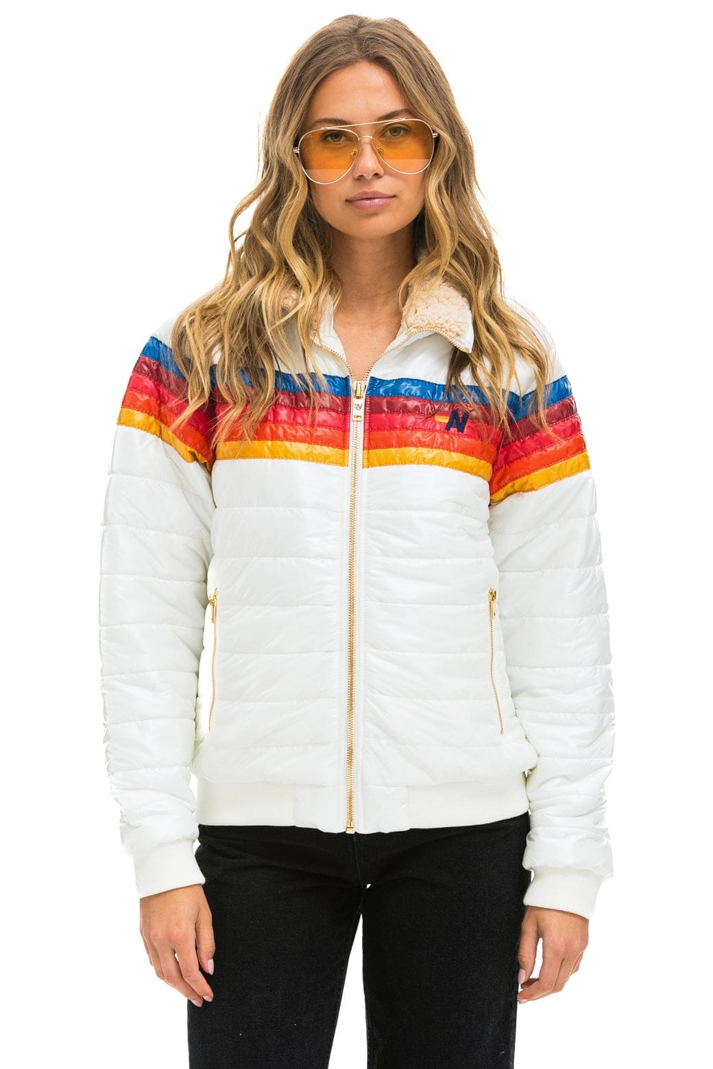 Retro 5 STRIPE JACKET - WHITE GLOSSY