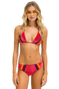 Retro 5 STRIPE VELVET SCRUNCH BIKINI BOTTOM - RED