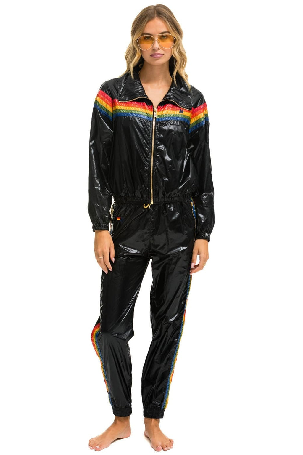 Retro 5 STRIPE WINDBREAKER - BLACK GLOSSY