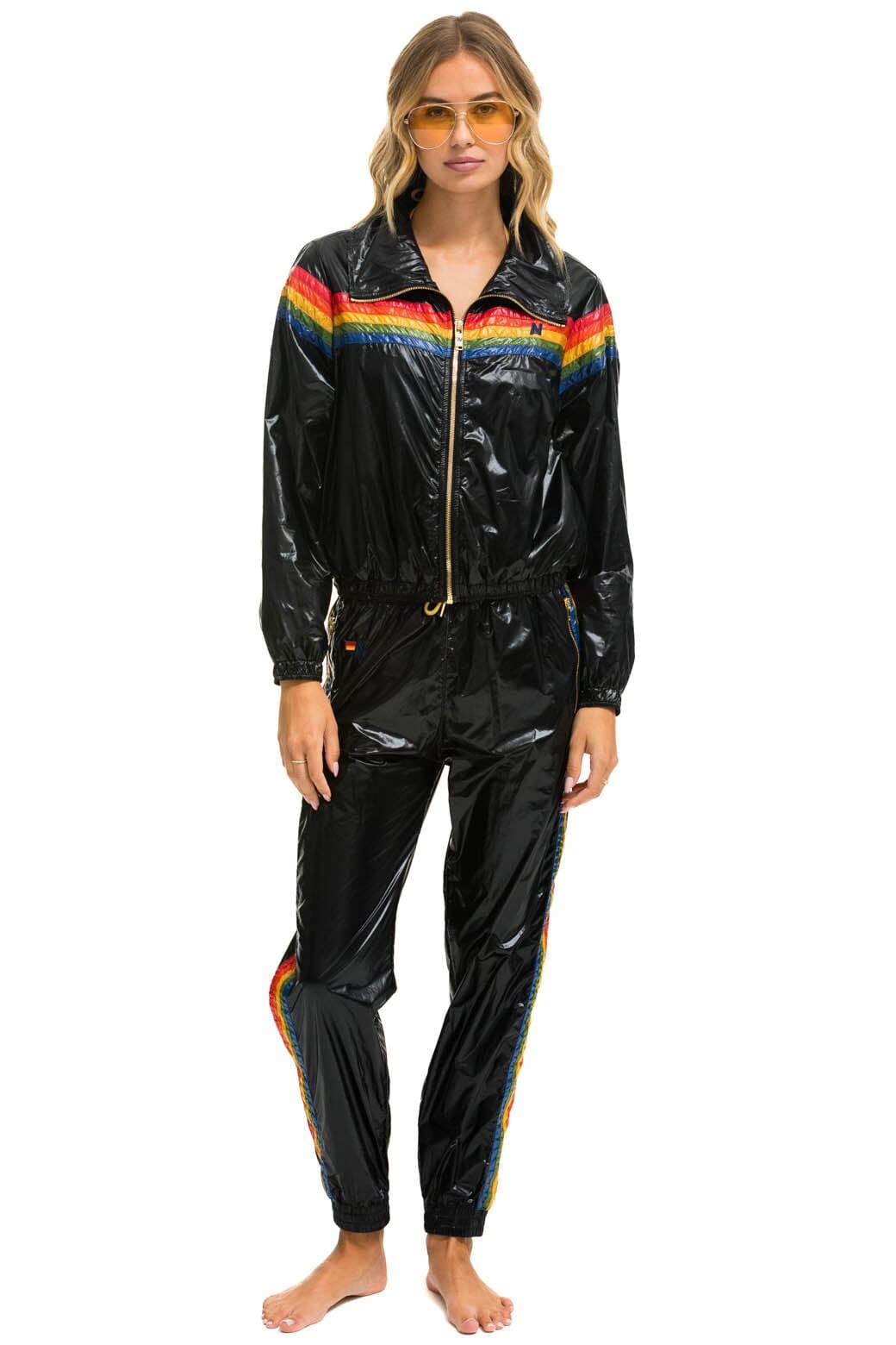 Retro 5 STRIPE WINDBREAKER - BLACK GLOSSY