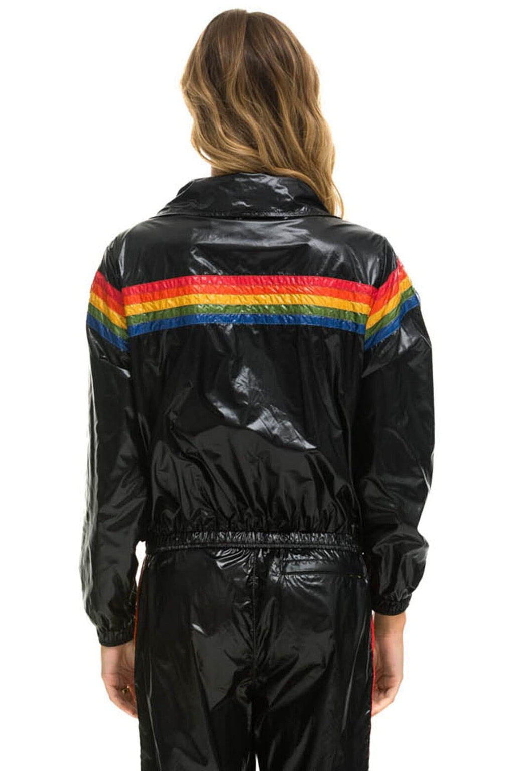 Retro 5 STRIPE WINDBREAKER - BLACK GLOSSY