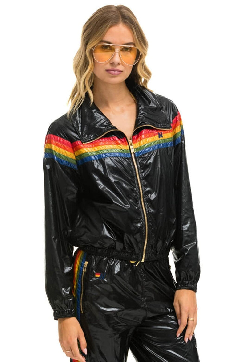 Retro 5 STRIPE WINDBREAKER - BLACK GLOSSY