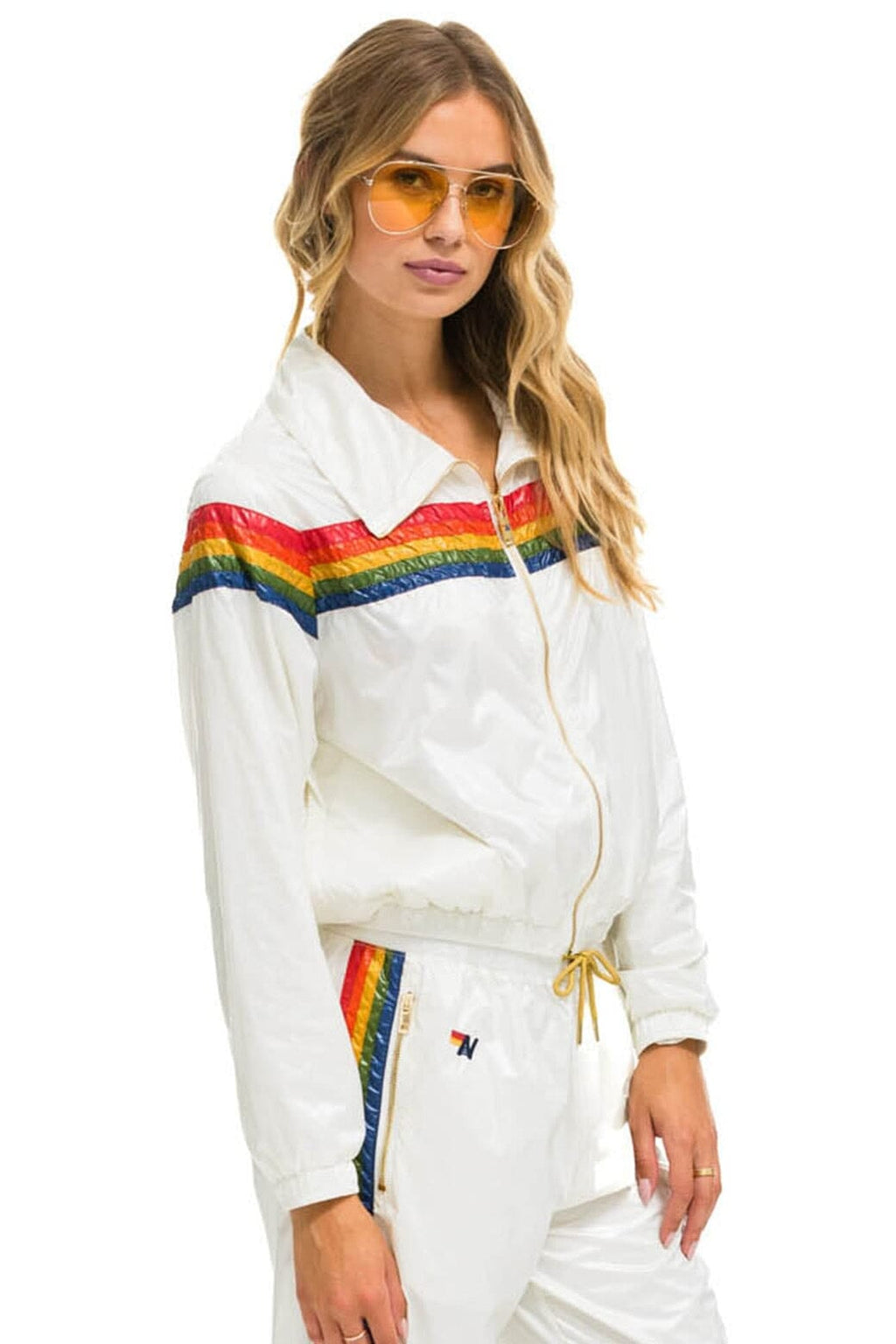 Retro 5 STRIPE WINDBREAKER - VINTAGE WHITE