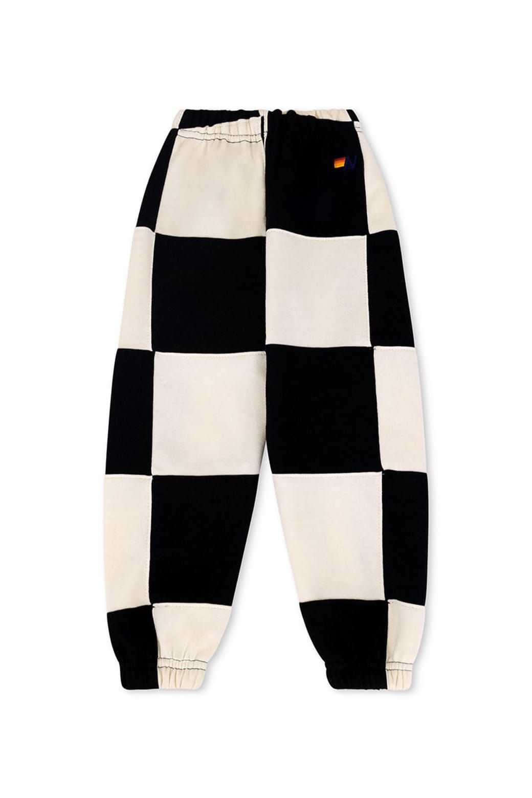 Retro KIDS CHECK QUILTED SWEATPANTS -BLACK WHITE