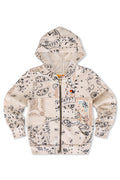 Retro KIDS BANDANA QUILTED ZIP HOODIE - VINTAGE WHITE