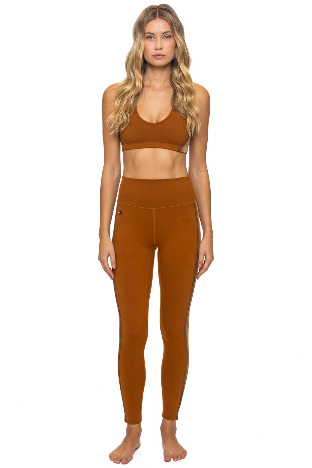 FULL LENGTH HI-RISE 5 STRIPE LEGGINGS - CINNAMON // ESPRESSO