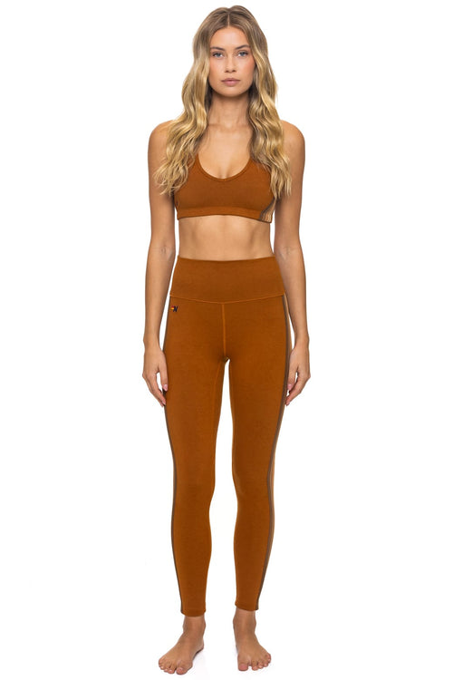 FULL LENGTH HI-RISE 5 STRIPE LEGGINGS - CINNAMON // ESPRESSO