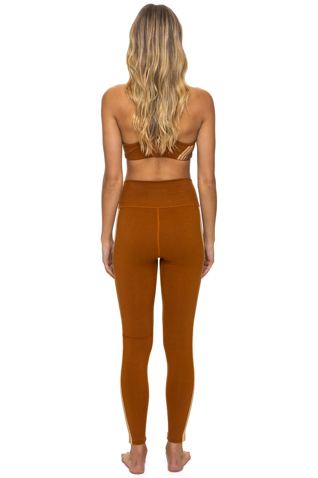 FULL LENGTH HI-RISE 5 STRIPE LEGGINGS - CINNAMON // ESPRESSO