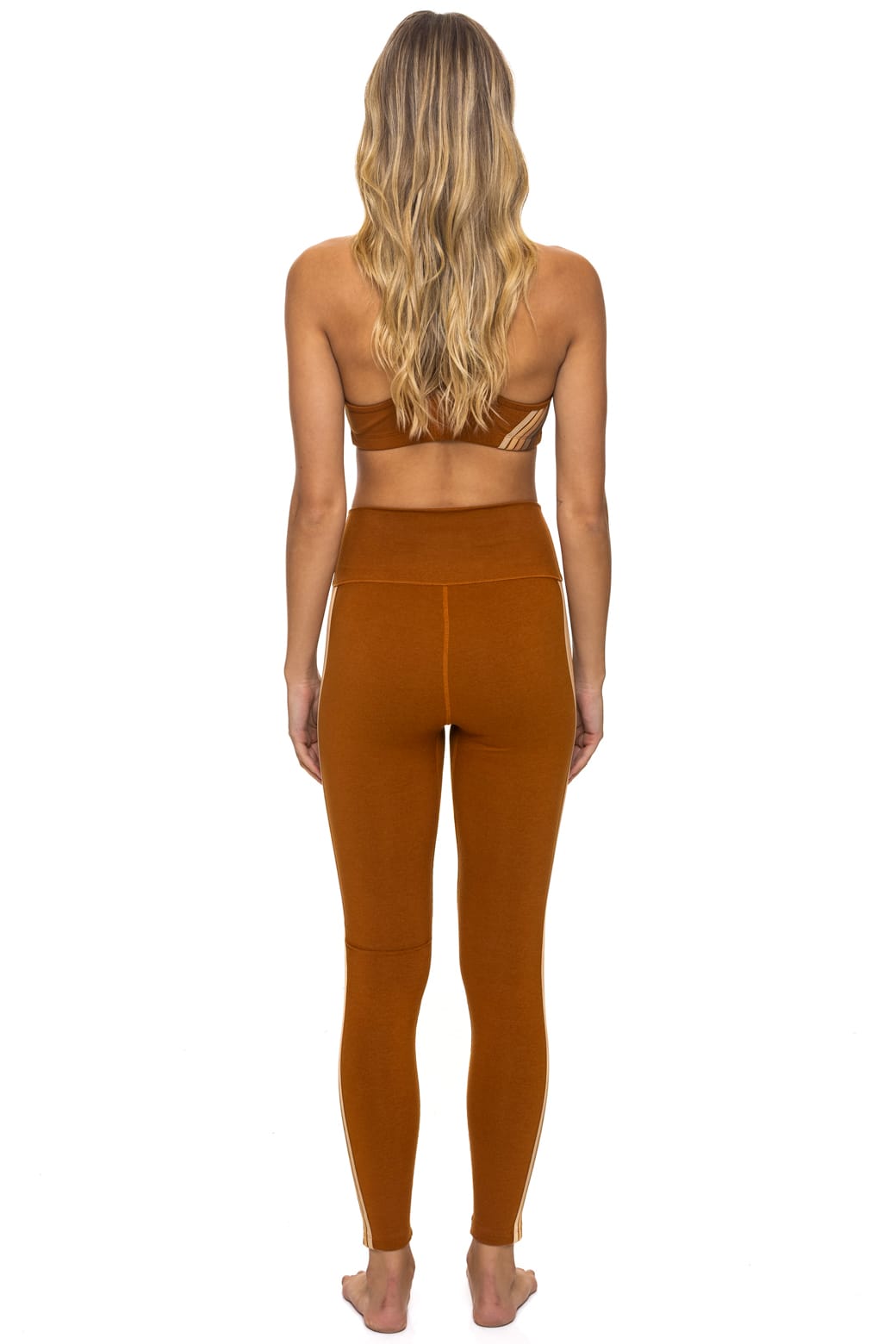 FULL LENGTH HI-RISE 5 STRIPE LEGGINGS - CINNAMON // ESPRESSO