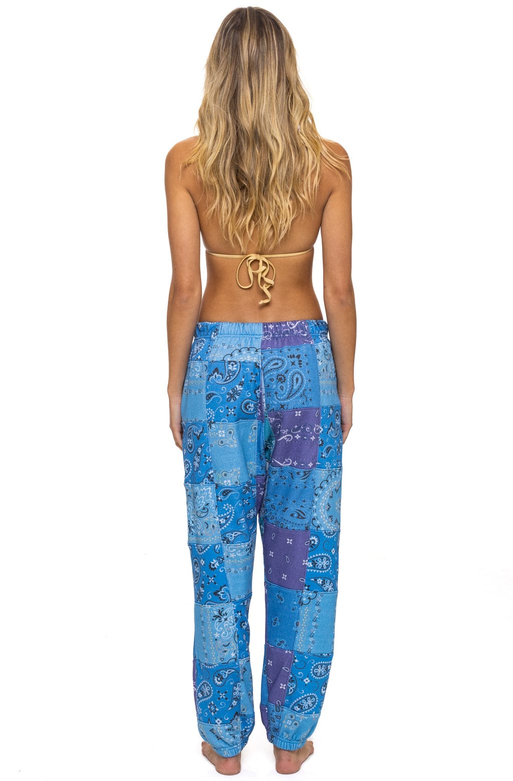 Retro BANDANA QUILTED SWEATPANTS - BLUE