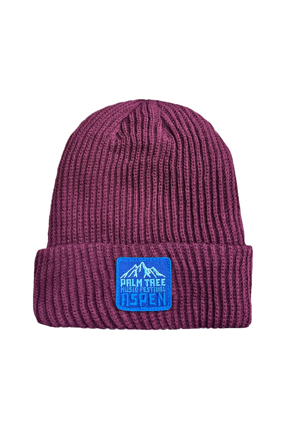Retro PALM TREE FESTIVAL ASPEN 2025 RIB BEANIE - BERRY