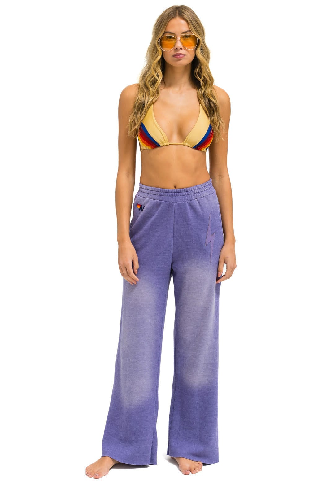 Retro BOLT STITCH WIDE LEG POCKET SWEATPANTS - FADED GRAPE