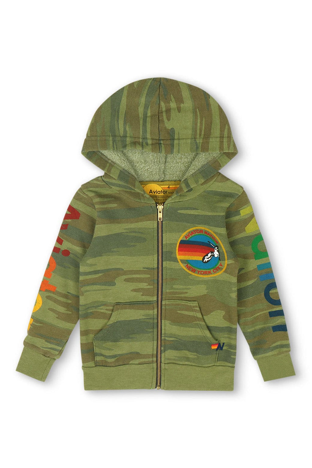 Retro KIDS AVIATOR NATION NEW YORK CITY ZIP HOODIE - CAMO