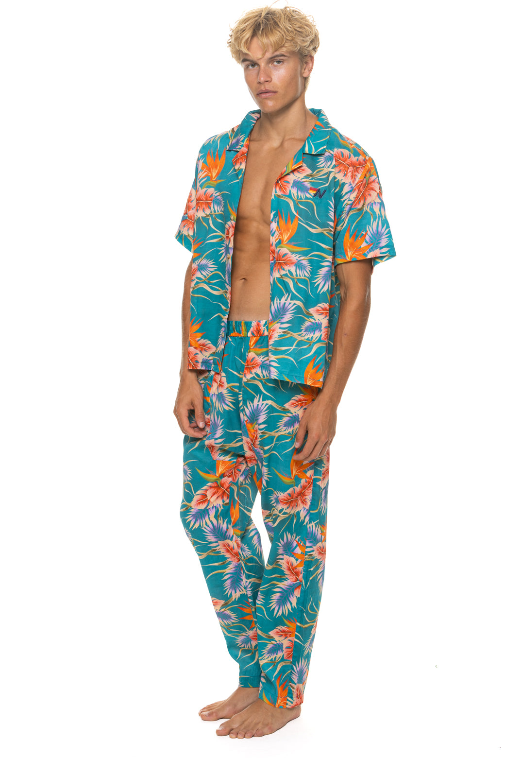 Retro UNISEX COTTON LUXE POPLIN RESORT SHIRT - BLUE HAWAII