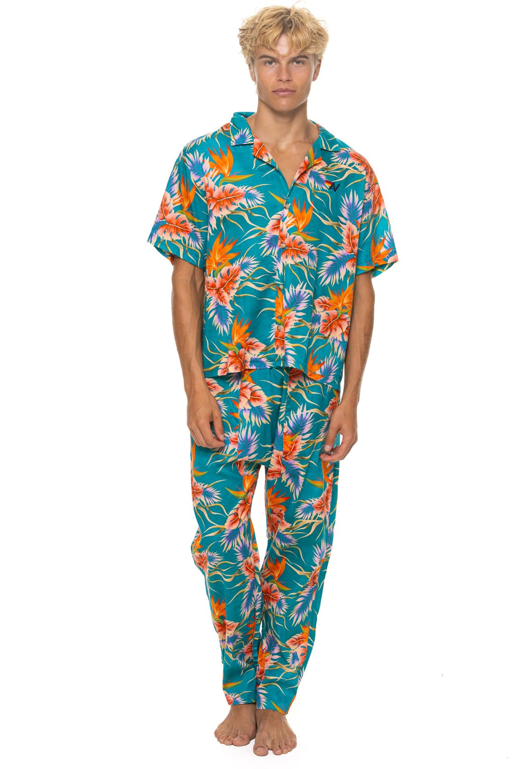Retro UNISEX COTTON LUXE POPLIN RESORT SHIRT - BLUE HAWAII