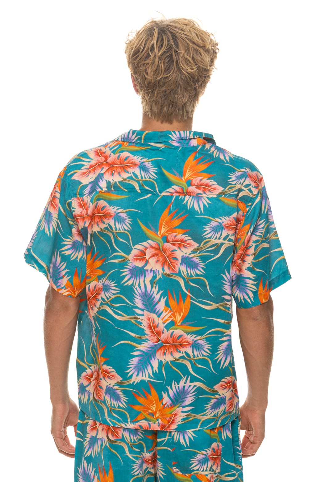 Retro UNISEX COTTON LUXE POPLIN RESORT SHIRT - BLUE HAWAII