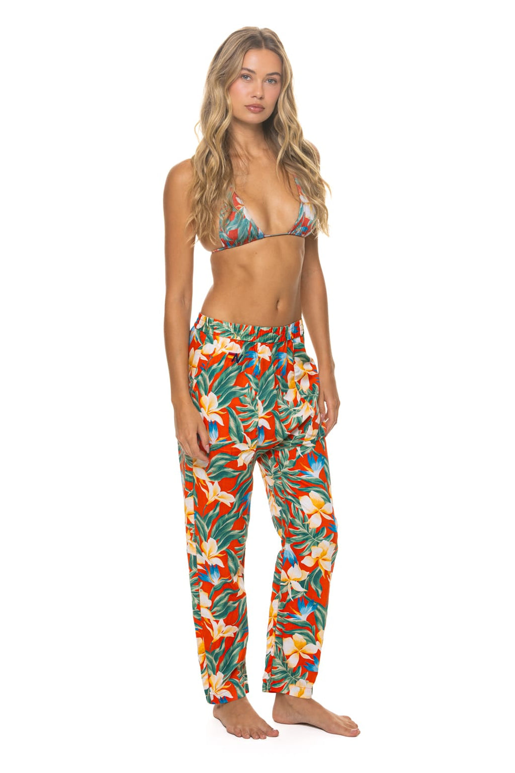 Retro UNISEX COTTON LUXE POPLIN RELAXED PANT - RED KAUAI
